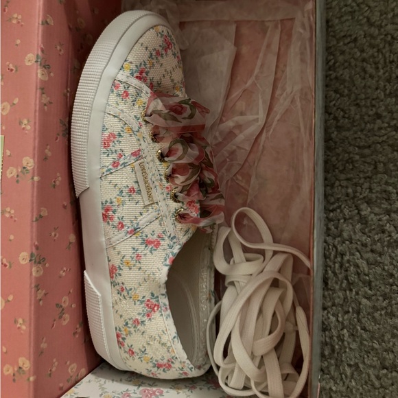 Superga X LoveShackFancy VIRAL Floral Print 💐 “Green Leaf” Sneakers NIB Rare 💎 - Picture 6 of 10